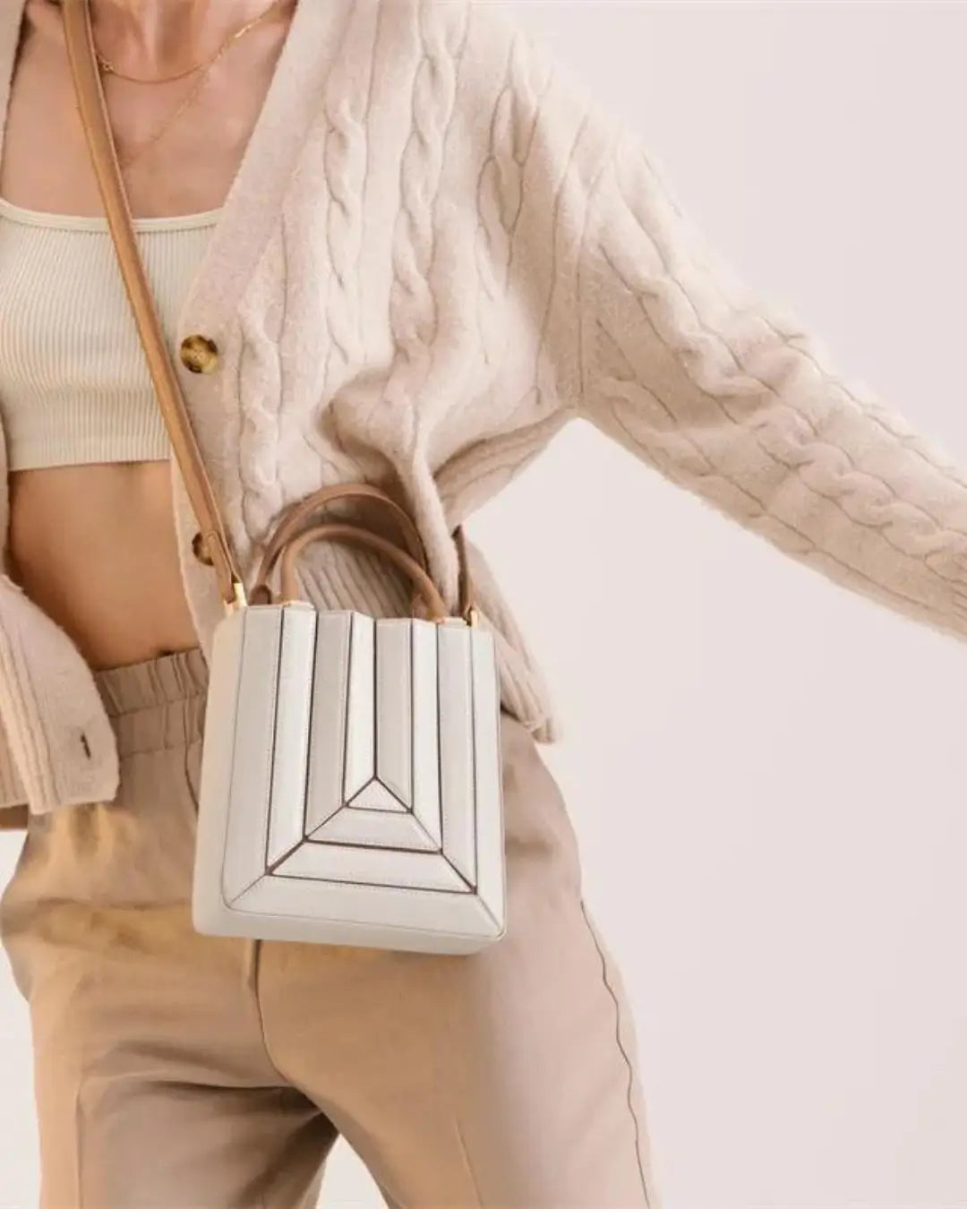 Bolsa Tiracolo Off White Pequena Tiras